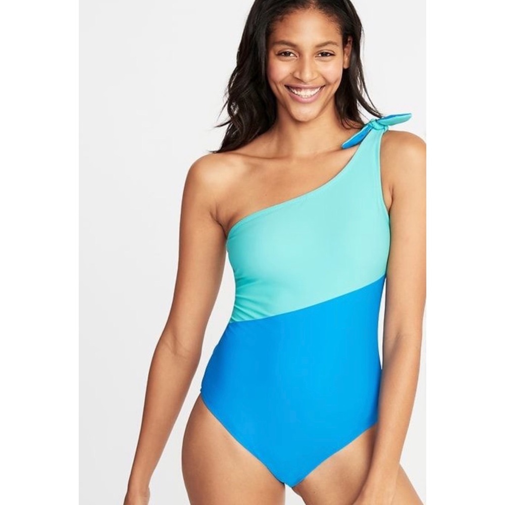 NWT Old Navy Color Block One Shoulder Swimsuit XXL